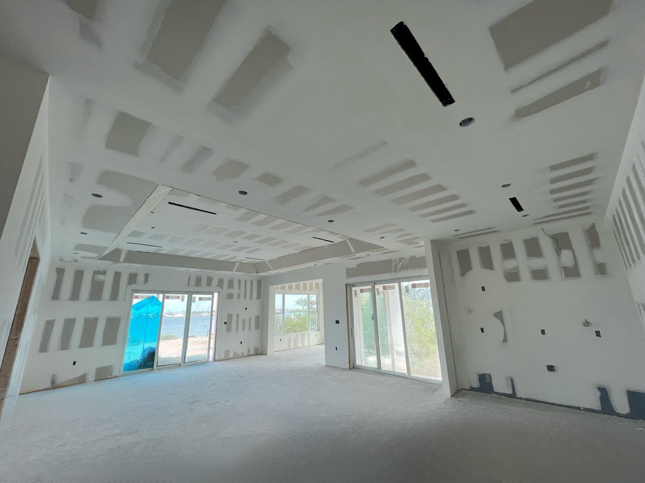 Drywall installation in a residential project Jack Hotz Residence in Marathon, FL, application in interior