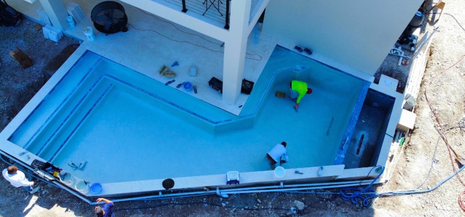 High-quality pool plastering for a swimming pool in Florida Keys After work